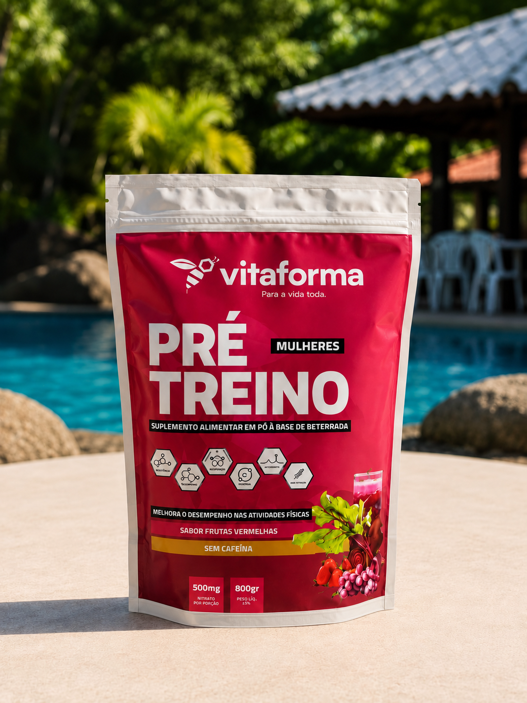 Pré-treino Vitaforma Feminino, embalagem rosa