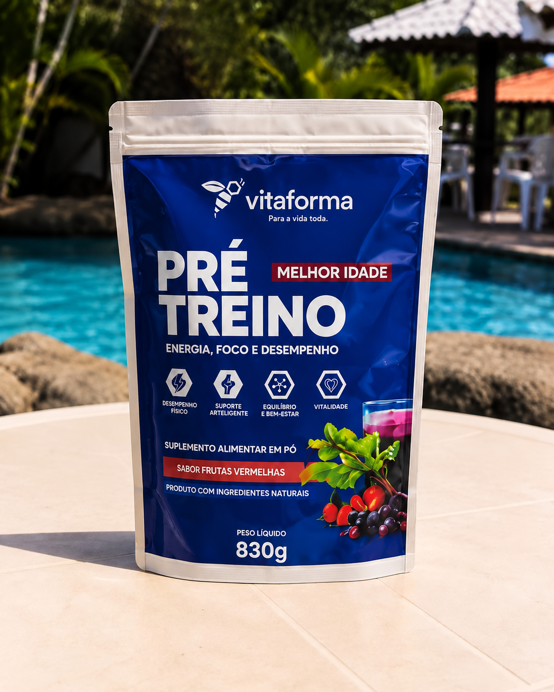 Pré-treino Vitaforma Melhor Idade, embalagem azul